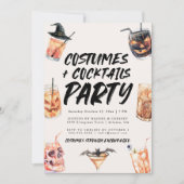 Kostuums en cocktails Halloween-feest uitnodigen Kaart (Voorkant)