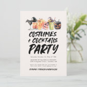 Kostuums en cocktails Halloween-feest uitnodigen Kaart (Staand voorkant)