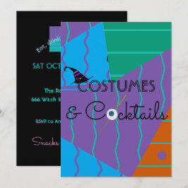 Kostuums en Cocktails Halloween-feestuitnodiging Kaart