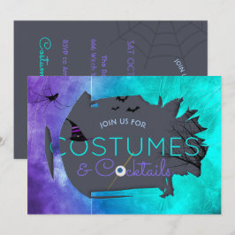 Kostuums en Cocktails Halloween-feestuitnodiging Kaart
