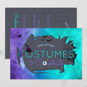 Kostuums en Cocktails Halloween-feestuitnodiging Kaart