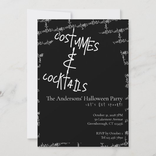 Kostuums en Cocktails Halloween Kaart (Voorkant)