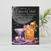 Kostuums en cocktails Halloween Kaart (Staand voorkant)