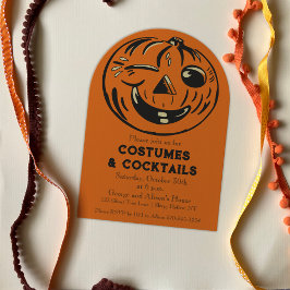 Kostuums en cocktails Halloween Party Kaart