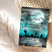 Kostuums en cocktails Halloween-Spooky Trees & Bat Kaart