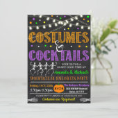 Kostuums en cocktails Halloween uitnodiging (Staand voorkant)