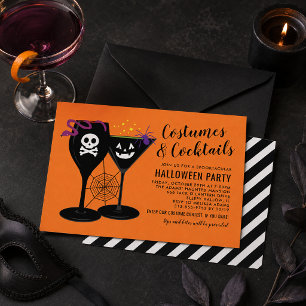 Kostuums en Cocktails Oranje Spooktacular Feest Kaart