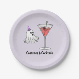 Kostuums en cocktails papieren bordje