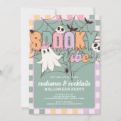 Kostuums en Cocktails Retro Halloween Party Kaart (Voorkant)