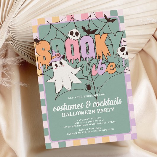 Kostuums en Cocktails Retro Halloween Party Kaart