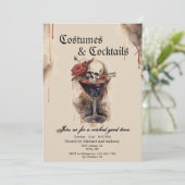 Kostuums en Cocktails Sculls & Rozen Halloween Kaart (Staand voorkant)