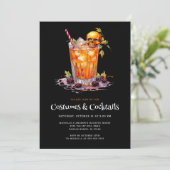 Kostuums en cocktails Skull Glass Halloween Party Feestdagenkaart (Staand voorkant)