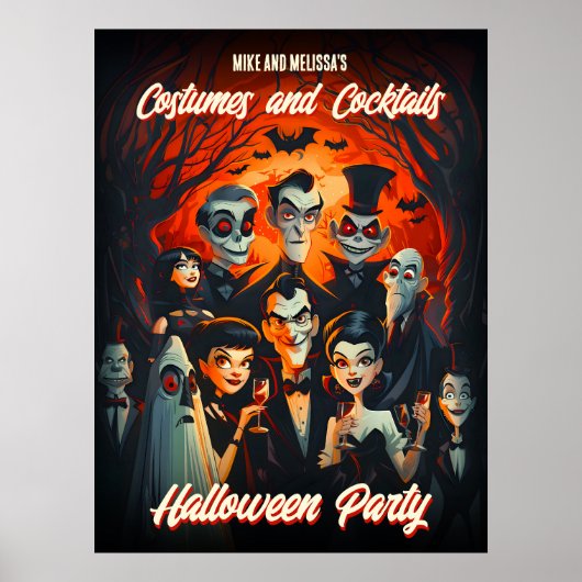  kostuums en cocktails tijdens Halloween Poster (Voorkant)