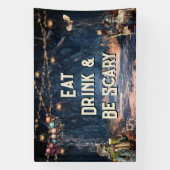 Kostuums en cocktails tijdens Halloween Spandoek (Verticaal)