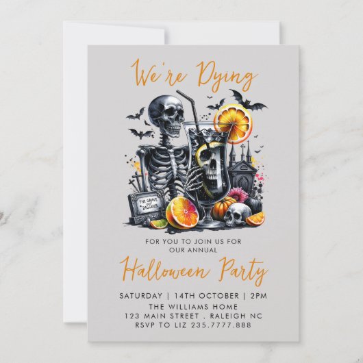 Kostuums en Cocktails Volwassen Halloween Party Kaart (Voorkant)