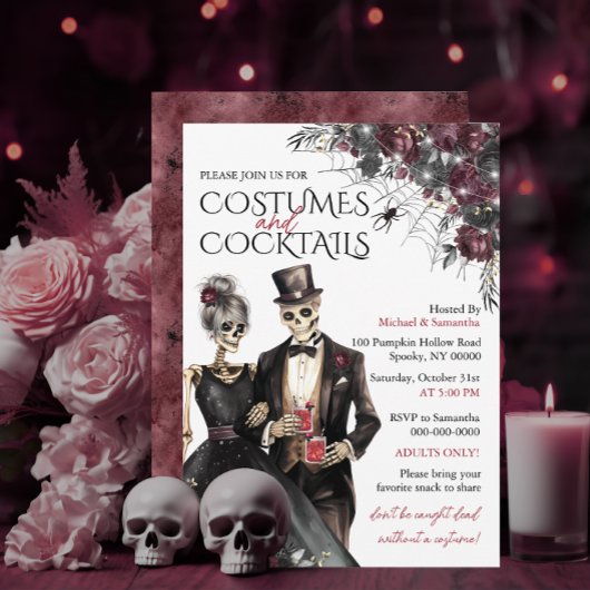 Kostuums en Cocktails Volwassen Halloween Party Kaart