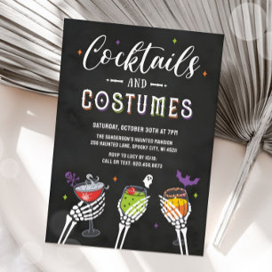 Kostuums en Cocktails Volwassen Halloween Party Kaart