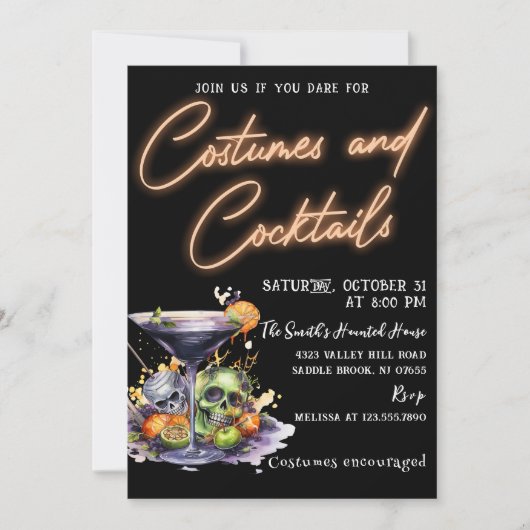 Kostuums en Cocktails Volwassen Schedel Halloween  Kaart (Voorkant)