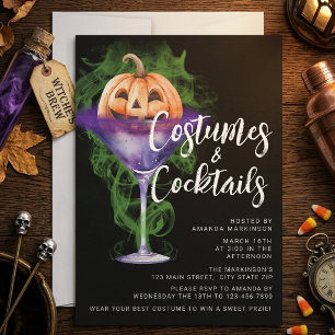 Kostuums en Cocktails Volwassenen Halloween Feest Kaart