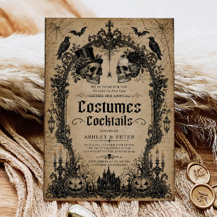 Kostuums en Cocktails Volwassenen Halloween Feest Kaart