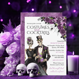 Kostuums en Cocktails Volwassenen Halloween Feest Kaart
