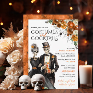 Kostuums en Cocktails Volwassenen Halloween Feest Kaart