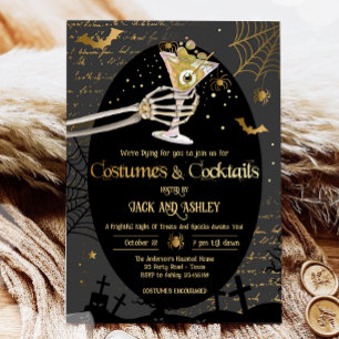 Kostuums en Cocktails Volwassenen Halloween Feest Kaart