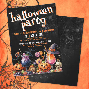 Kostuums en Cocktails Volwassenen Halloween Feest Kaart