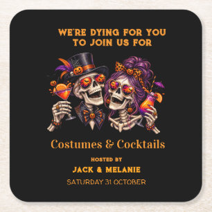 Kostuums en Cocktails Volwassenenfeest Halloween Kartonnen Onderzetters