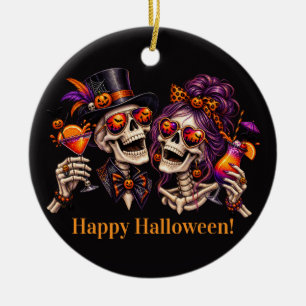 Kostuums en Cocktails Volwassenenfeest Halloween Keramisch Ornament