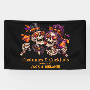 Kostuums en Cocktails Volwassenenfeest Halloween Spandoek