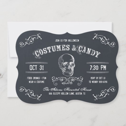 Kostuums en Snoep Halloween Feestuitnodiging Kaart (Voorkant)