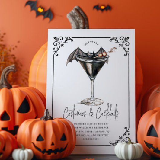 Kostuums & Martinis Halloween Party Kaart
