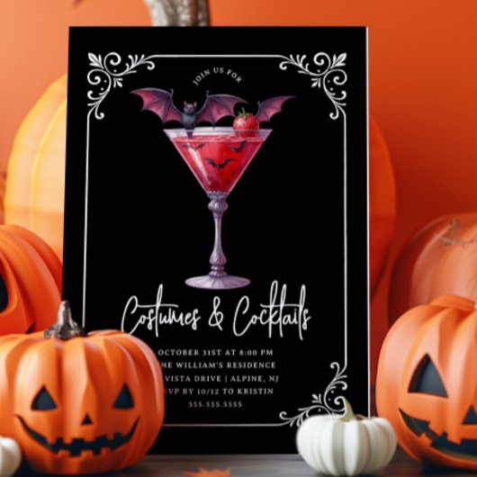 Kostuums & Martinis Halloween Party Kaart