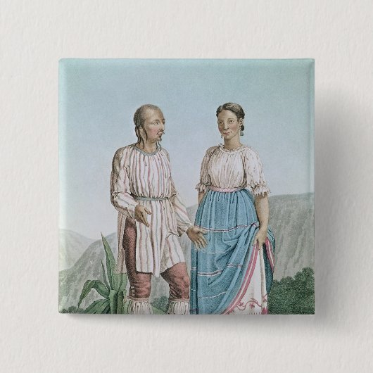 Kostuums van de Indiërs van Michouacan Vierkante Button 5,1 Cm (Voorkant)