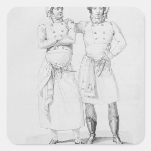 Kostuums van koks uit verschillende tijdperken vierkante sticker