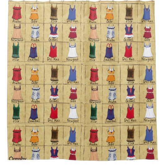 Kostuums voor beach-Retro-trainingspakken Shower C Douchegordijn (Voorkant)