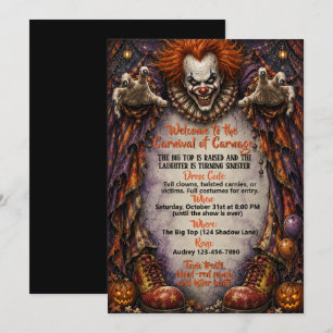 Kostuumthemafeest kwaadaardige clown Halloween Kaart