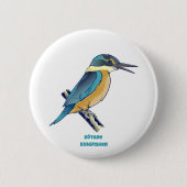 Kotare Kingfisher NZ BIRD Ronde Button 5,7 Cm (Voorkant)