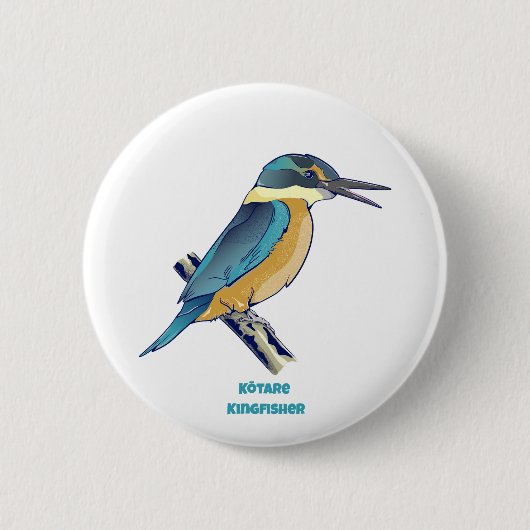 Kotare Kingfisher NZ BIRD Ronde Button 5,7 Cm (Voorkant)