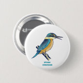 Kotare Kingfisher NZ BIRD Ronde Button 5,7 Cm (Voorkant /achterkant)