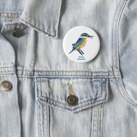 Kotare Kingfisher NZ BIRD Ronde Button 5,7 Cm (In situ)
