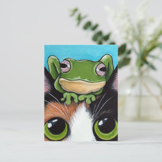 Kote Frog and Tortoiseshell Cat Postcard Briefkaart (Staand voorkant)
