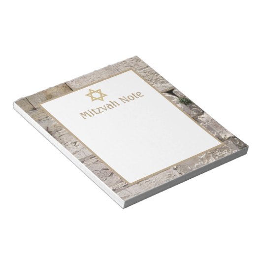 Kotel Jerusalem Stone Mitzvah merkt Notitieblok op (Schuin)
