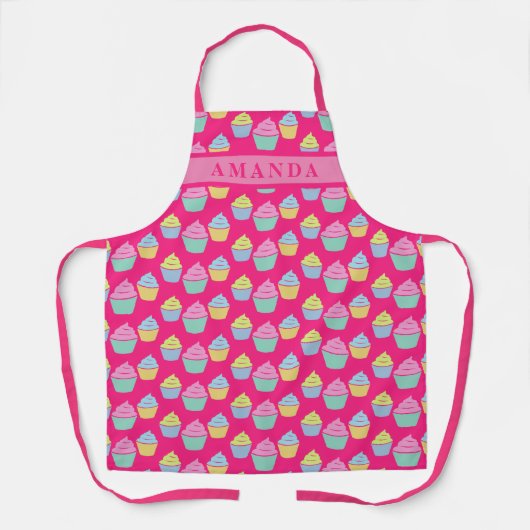 Koterroze cupcake print aangepaste naam keuken bak schort (Voorkant)