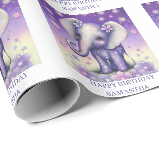 Kotest Elephant PAARS omslagpapier Cadeaupapier (Rol Hoek)