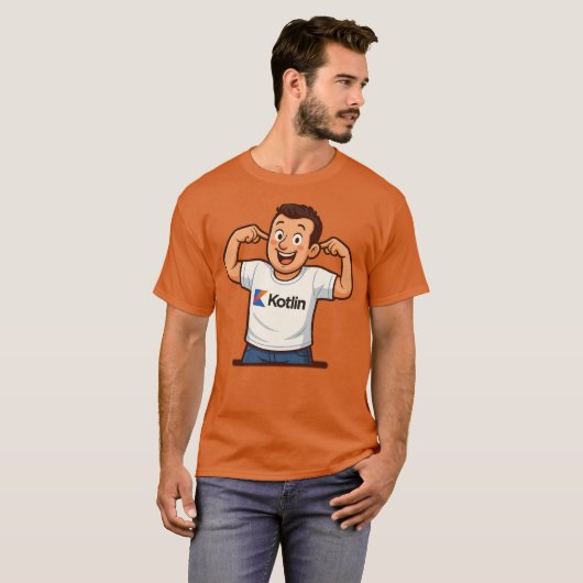 Kotlin Programmer Cartoon T-Shirt (Voorkant volledig)