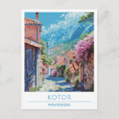 Kotor Montenegro Art Vintage Travel Briefkaart (Voorkant)