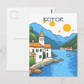 Kotor Montenegro Reizen Briefkaart (Voorkant / Achterkant)