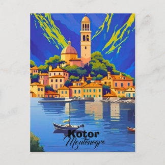 Kotor Montenegro Travel Art Postcard, Kotor Travel Briefkaart